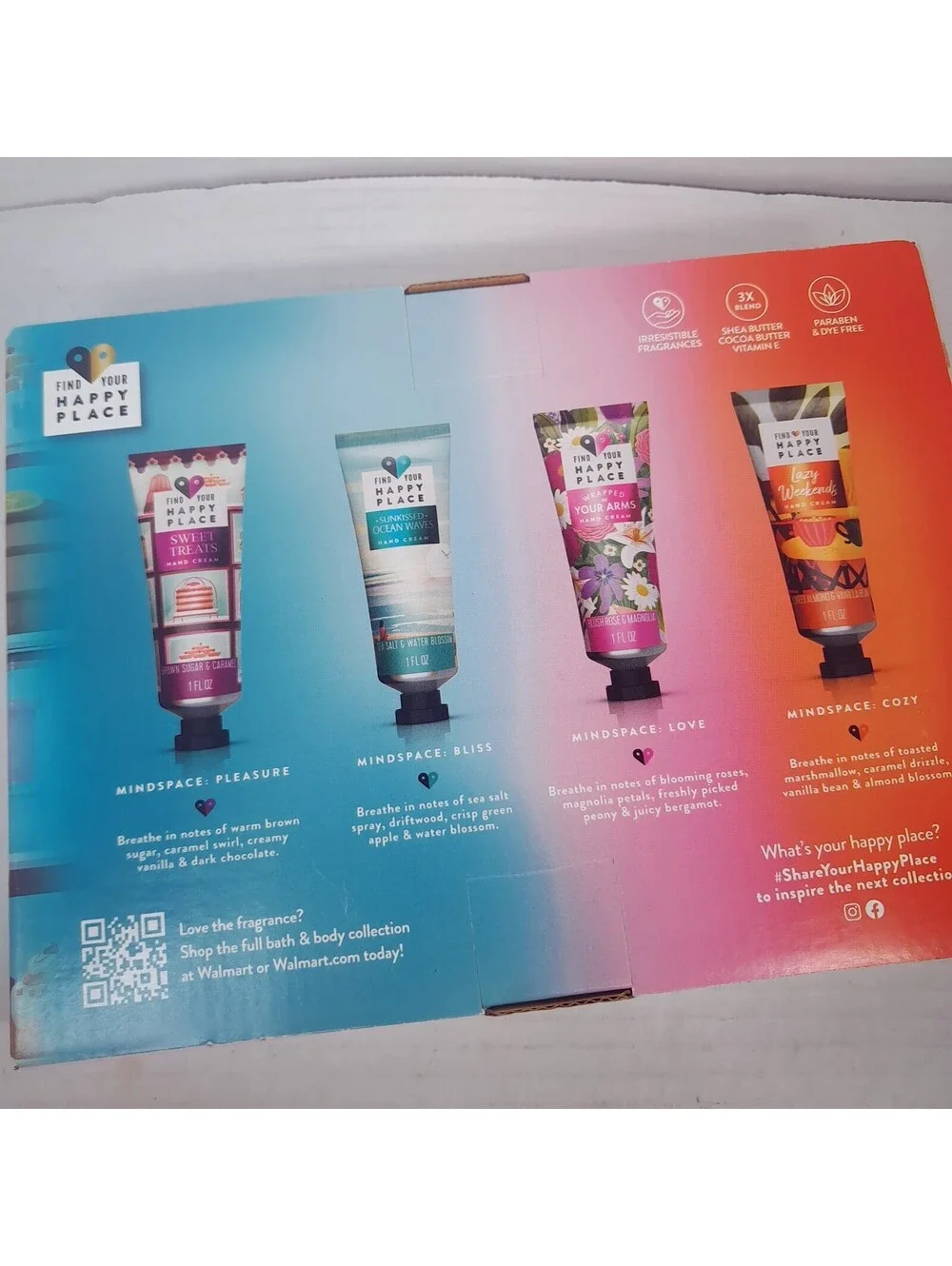 NEW Happy Place hand cream set 4 lotion travel Lazy Weekends Sweet Treats minis